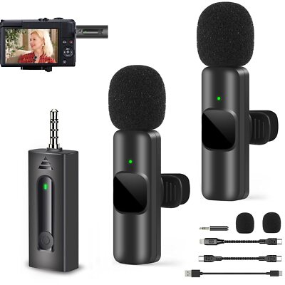 Wireless Lavalier Mikrofon Mini Ansteckmikrofon Handy-Live-Stream Kabelloses DE