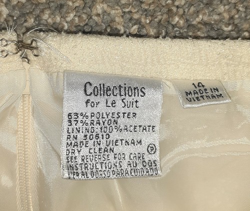 Vintage Women 2pc Skirt Suit Elegant Cream Color Size 14 Long Costume Ivory EUC - Picture 6 of 12