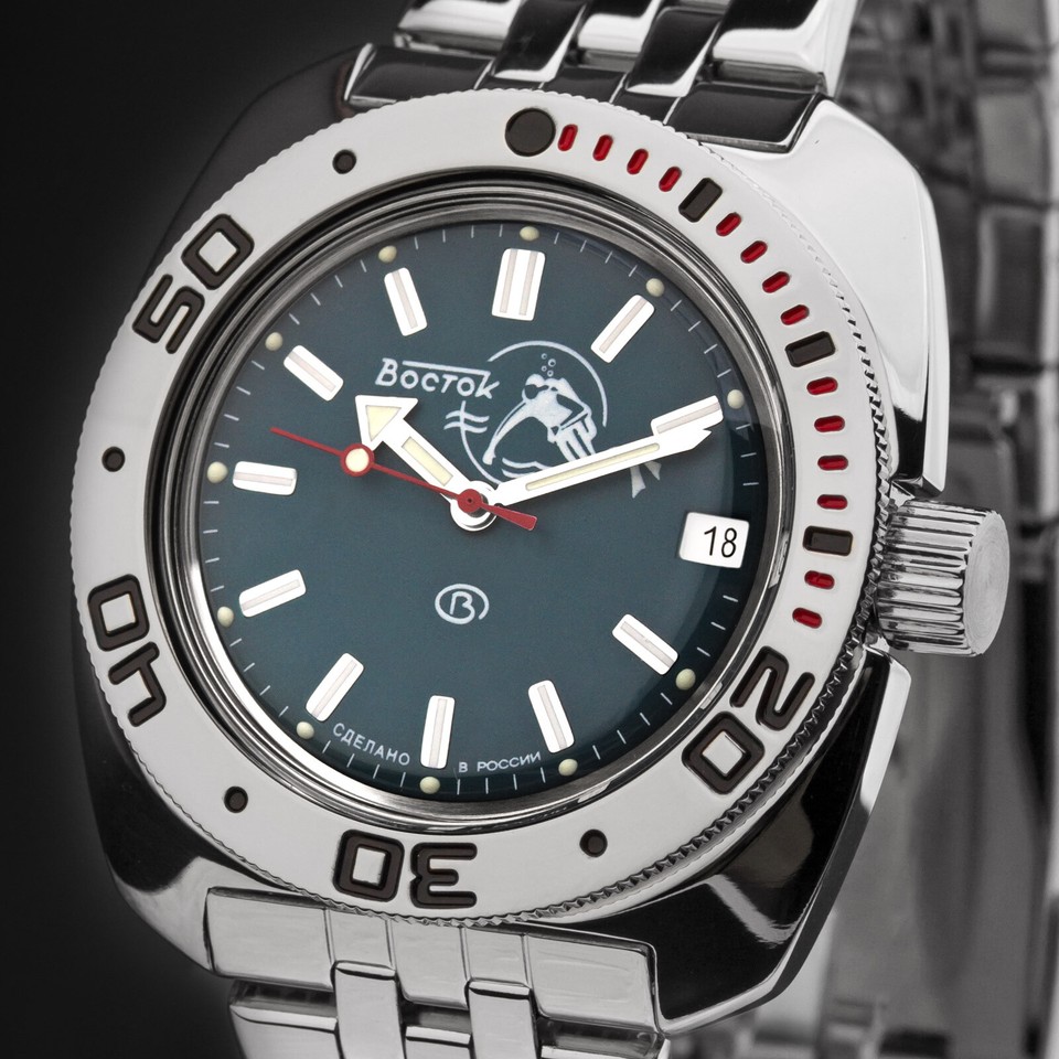 VOSTOK Vostok Amphibia Radio Room 2415/110750 Military Orologio - Foto 4