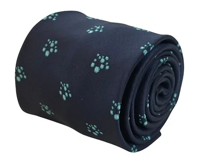 Frederick Thomas Designer navy blue tie with blue bubbles quirky water aqua desi