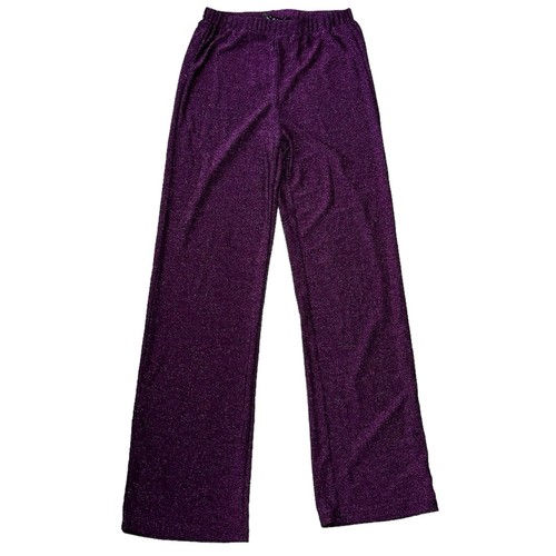 MOTEL Niran Wide Leg Trouser In Slinky Glitter Dark Purple NWT Women's Small