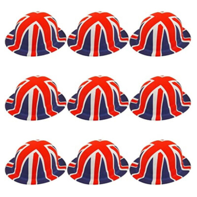6 x UNION JACK FLAG BOWLER HAT 80th VE DAY ANNIVERSARY STREET PARTY FANCY DRESS