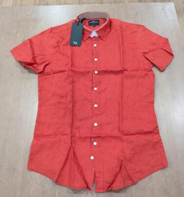 $138 Mens Rodd Gunn ''Grey Lynn'' Fit Linen SS Button Up Shirt Mandarin XL