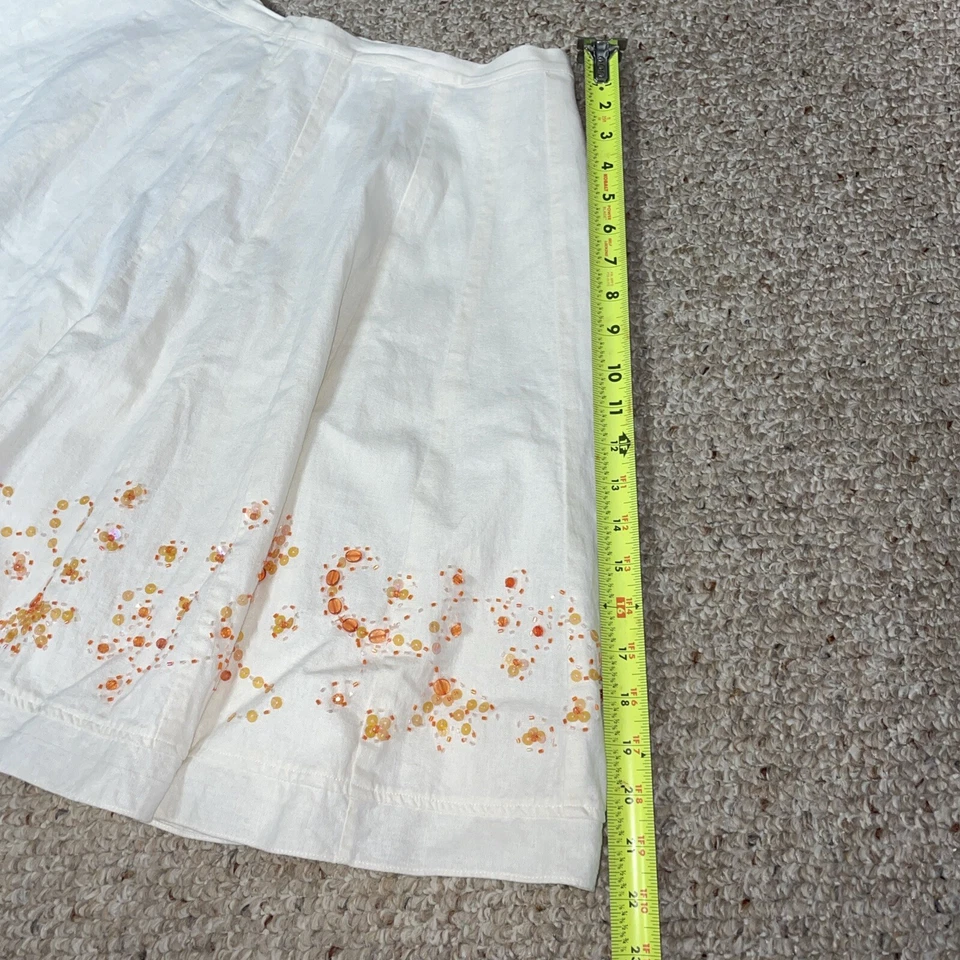 ICE плиссированные юбки кремовый w/оранжевый бисер и блестки размер 12 женщин 55% лен - Изображение 2 из 4