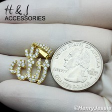 MEN WOMEN 925 STERLING SILVER ICY CZ GOLD PLATED MUSLIM ALLAH PENDANT AGP309