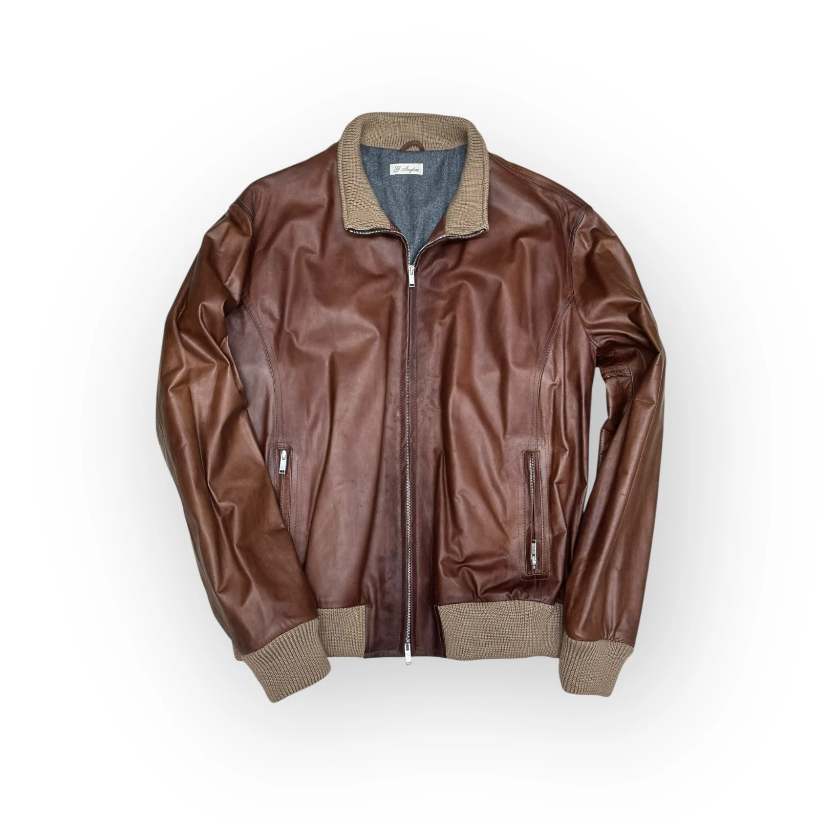 G. Inglese Leather Jacket - Brown - Size 56 - Made in Italy image 1