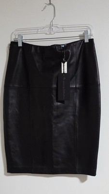 Antonio Melani Women's Genuine Leather Pencil Skirt Size Small NWT Black