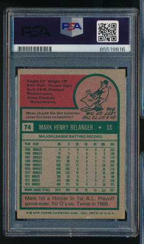 1975 TOPPS #74 MARK BELANGER signed auto autograph PSA/DNA tough - Picture 2 of 2