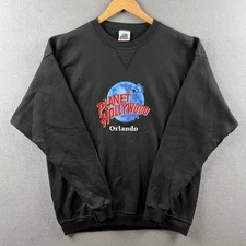 Vintage Planet Hollywood Sweatshirt Mens 2XL Black Embroidered Crewneck 90s USA