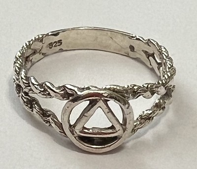 Sterling Silver Sobriety AA Alcoholics Anonymous Open Rope Ring Sz 9