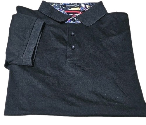 New! KROO-Black Cttn/Spdx, Mens SS/3 Bttn, Summer Polo Shirt-(L)