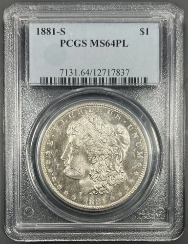 1881-S PCGS MS64PL Morgan Silver Dollar $1 - Old Blue Holder Proof Like
