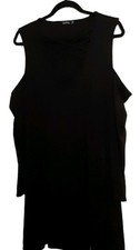 Boohoo Crisscross Front Cold Shoulder Top Womans Plus Size 18 Black Sleeveless