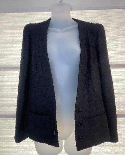CHANEL Blk Eyelash Tweed Blazer/Jacket ~CC Buttons/Lining~Pockets~F 40/US 6 EUC - Picture 2 of 14