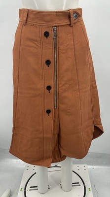 SPORTMAX BRICK BROWN LINEN/COTTON ZIPPER BUTTON SKIRT SZ 4