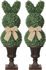 39" Rabbit Shaped Artificial Topiary Tree Faux Boxwood Rabbit for Indoor Outdoor