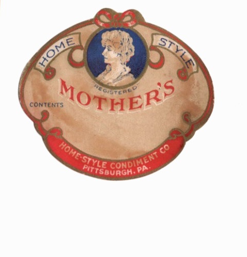 Original 1920s MOTHER'S condiment label DAMAGED Home-Style Pittsburgh PA woman