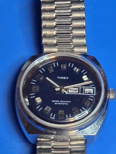 Timex Mens Viscount Mechanical Automatic Watch 1974 Vintage Works 46951 03374