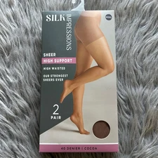 Silk Impressions High Support Sheer Tights Womens Size XXXL Cocoa High Waisted