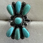 Vintage Bill & Lou Zuni Sterling Silver Turquoise Ring Size 5