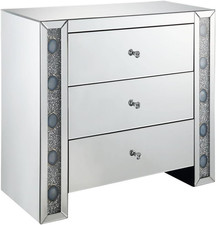 Elegant Sonia 3-Drawer Mirrored Console Table with Glass Top