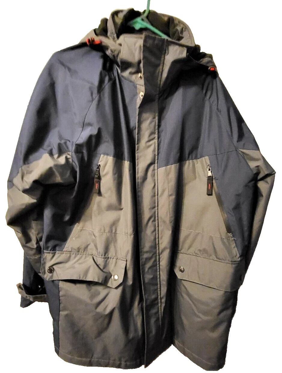 IZOD Gray Blue Men XL Full Zip Fleece Lined Hooded Outdoor Jacket Snow Rain