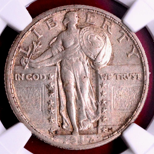 NGC AU-53! 1917-D TYPE 2 STANDING LIBERTY QUARTER