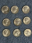 Lot of 9 Washington Silver Quarters 1964 Circulated Denver & Philadelphia Mints