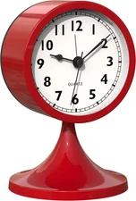 ® 3" Cute Analog Alarm Clock,Small Retro Table Clock Battery Operated,Slient Met