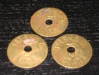 31ST BATALLION SC MASS UNIT SCRIP CANTEEN TOKEN CIVIL WAR ? BRASS W CENTER HOLE