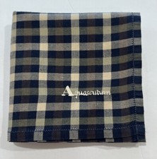 HANDKERCHIEF VINTAGE ART BLUE CHECKS PLAIN MEN'S POCKET SQUARE COTTON 18"