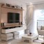 city 87 in. maple cream and off white composite floating entertainment center