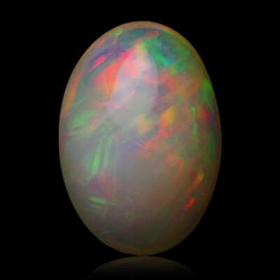 2 Opales Blanches Multicolores Naturelles D'Éthiopie, 6.8x5 Mm, 0.92 Ct