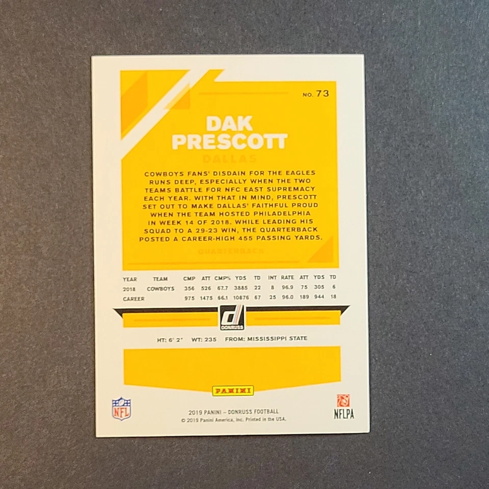 2019 Donruss Red Press Proof Dak Prescott #73 - Image 2 of 2