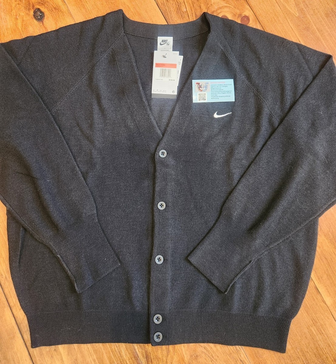 ★人気★ NIKE SB CARDIGAN BLACK Nike SB Large Tall Black Cardigan Loose Fit Skateboard