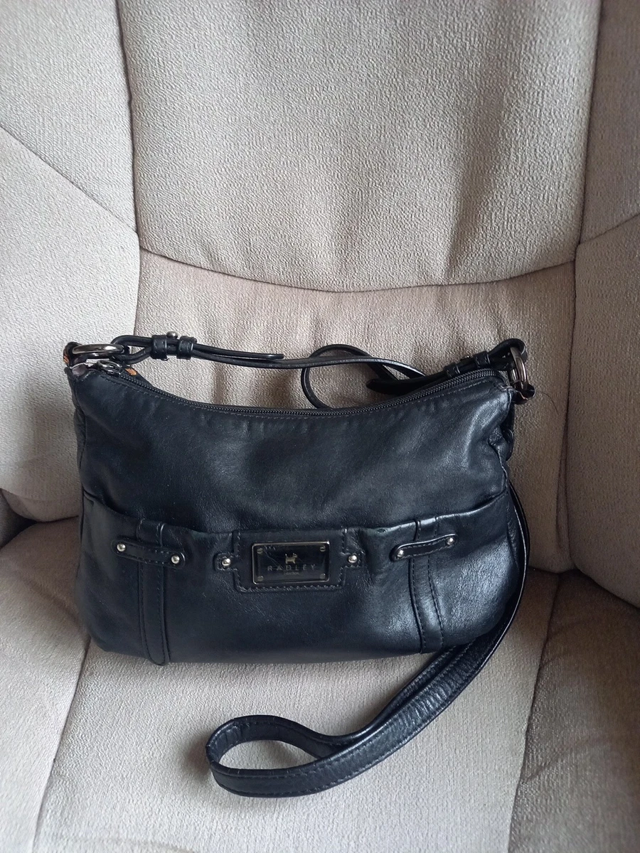 RADLEY London Beautiful Black Leather Cross Body Shoulder Bag Handbag Vintage