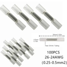 100PCS Heat Shrink Butt Wire Connectors Crimp Terminals 26-24AWG Waterproof