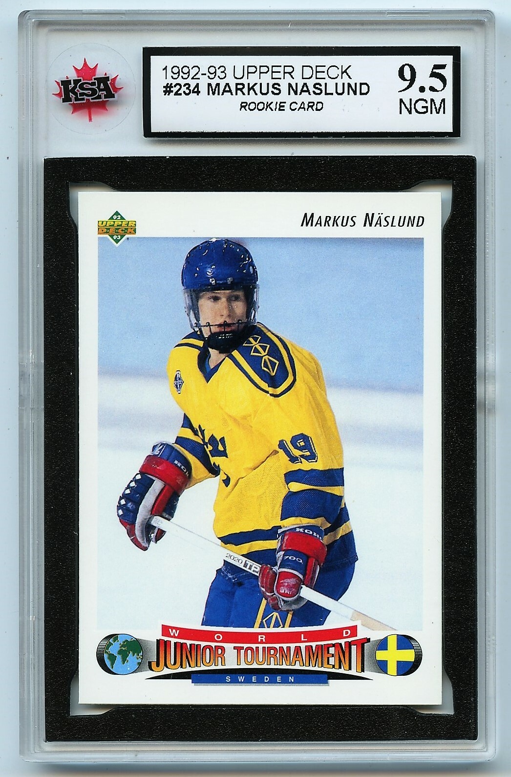 1992-93 UPPER DECK #234 MARKUS NASLUND RC ROOKIE GRADED 9.5 NGM (2021-622)