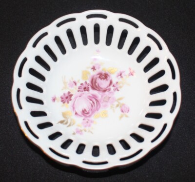 Lichte Fine China pierced edge rose motif bowl 5.5''