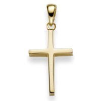 AnhäNger Kreuz 25X12Mm Aus 585 Gold Gelbgold Halsschmuck Schlicht, GoldanhäNger