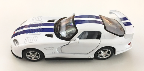 Kinsmart 1:36 Dodge Viper GTS-R Pullback Diecast Model Car White Blue Stripes - Picture 2 of 10