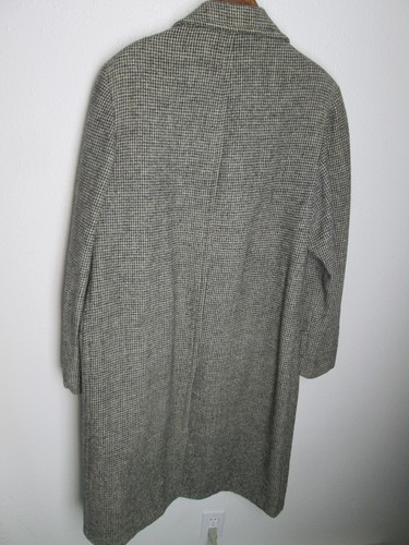 Vintage Macy's Harris Tweed Long Overcoat L Top Coat Wool Woven Check Scottish - Picture 14 of 17