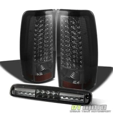Fits 2003-2006 Chevy Silverado Smoke LED Tail Light+SMD LED 3rd Cargo Brake Lamp
