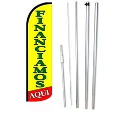 Financiamos Flag Flutter Feather Banner Swooper Extra Wide Windless Bundle Kit