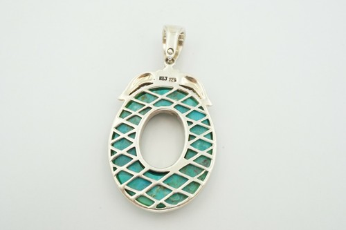BBJ Sterling Silver 925 Turquoise Hinged Bail Pendant - Picture 4 of 8