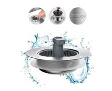 Hibbent Upgraded 3 in 1 Universal Kitchen Sink Drain Strainer and Stopper Combo