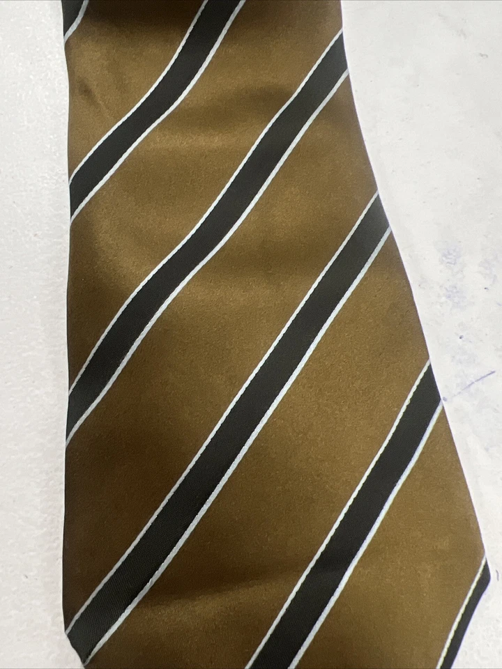 Corbata de cuello Kiton marrón a rayas para hombre $495 Foto 4 de 4