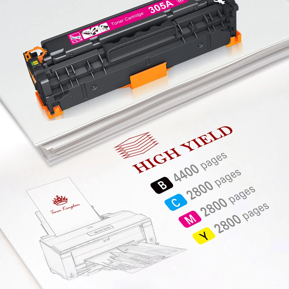 4PK CE410A CE411A CE412A CE413A Toner Set for HP 305A Laserjet Pro 400 M475 M451 - Image 3 of 4