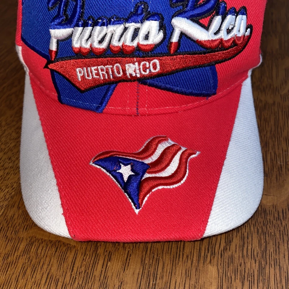 Puerto Rico Hat Cap Adjustable Strapback Red White Blue Unisex Adult Embroidered - Image 4 of 4