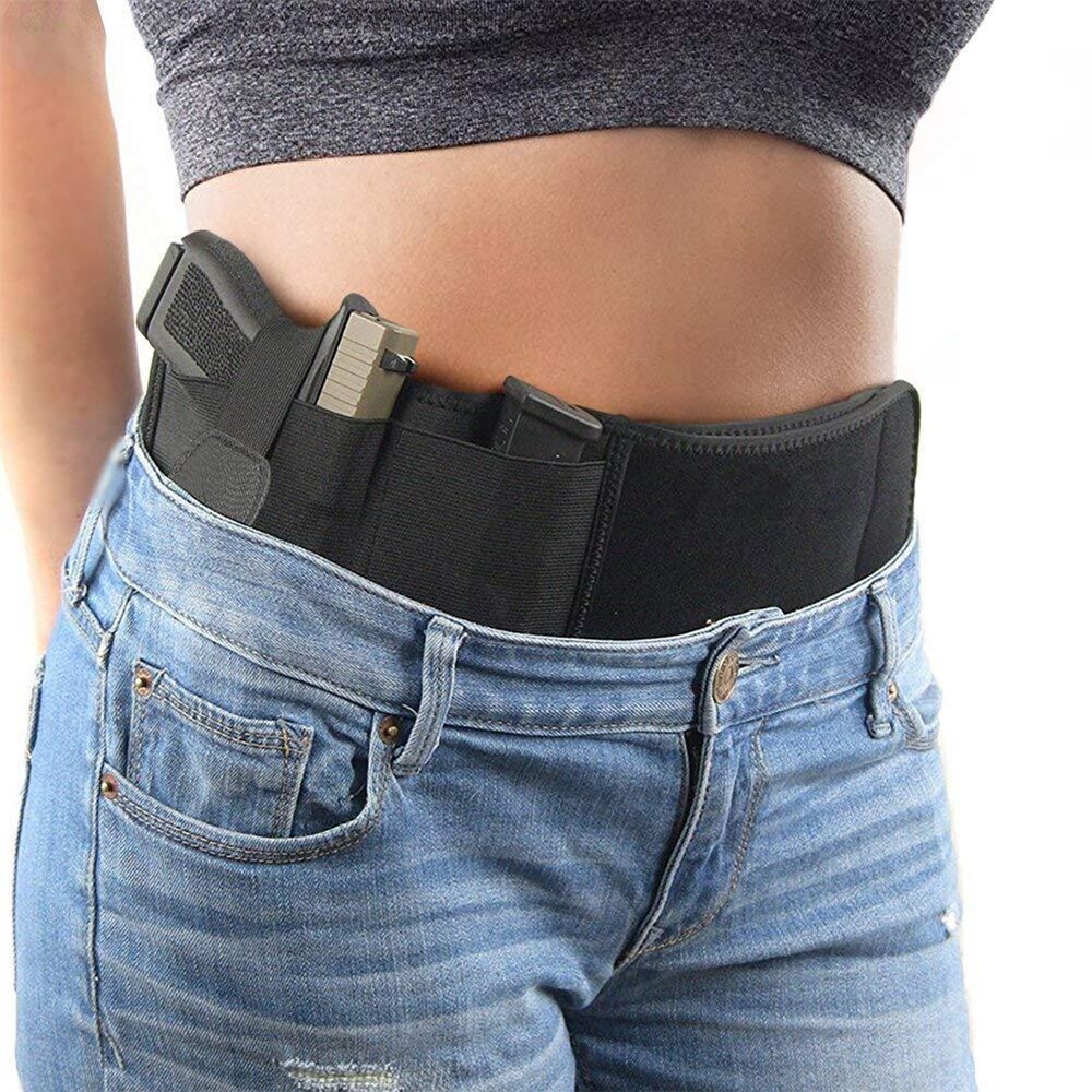 Tactical Belly Gun Holster Belt Concealed Carry Waist Pistol